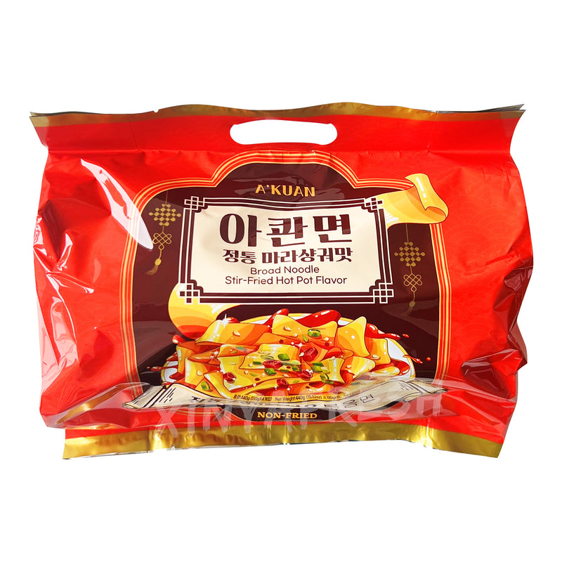 Broad Noodle Stir Fried Hot Pot Flavor 4-bag AKUAN 440g